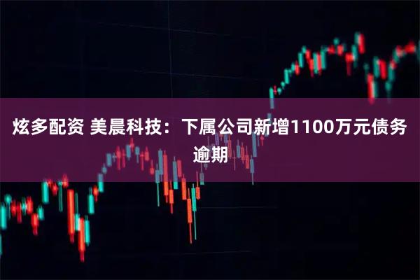 炫多配资 美晨科技：下属公司新增1100万元债务逾期