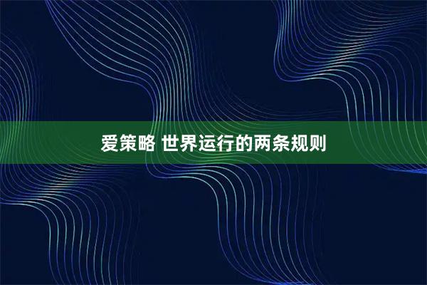 爱策略 世界运行的两条规则